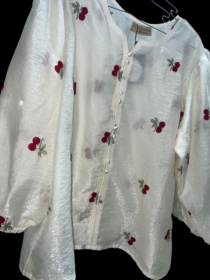 embroidered cherry shirt