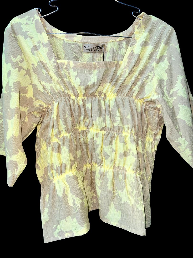 Printed Smocked Peplum Top