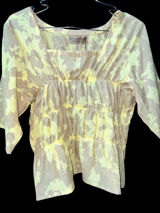 Printed Smocked Peplum Top