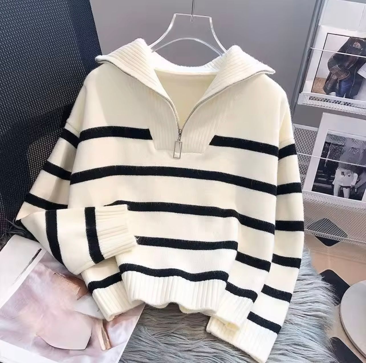 STRIPED KNIT SWEATER