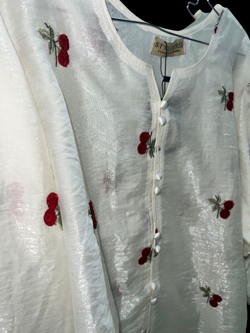 embroidered cherry shirt